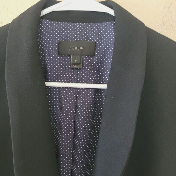 J. Crew Parke Black Blazer Size 8 Wool Blend One Button Preppy Academia Thermal - Picture 2 of 10